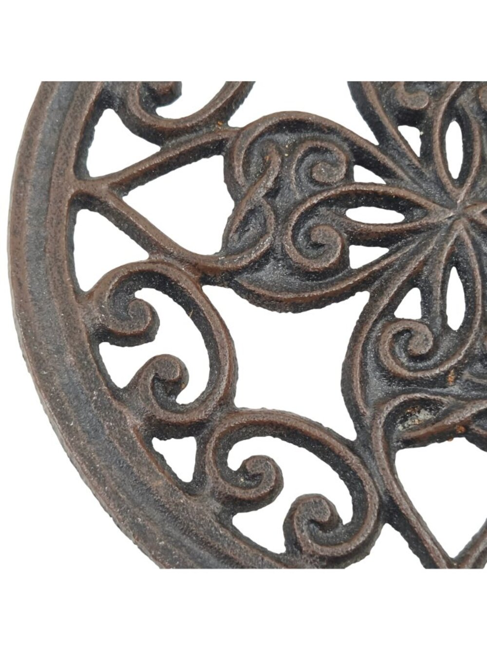 Cast Iron Decorative Trivets Set Of 3 Round Intricate Floral Scrollwork Design - Picture 4 of 10